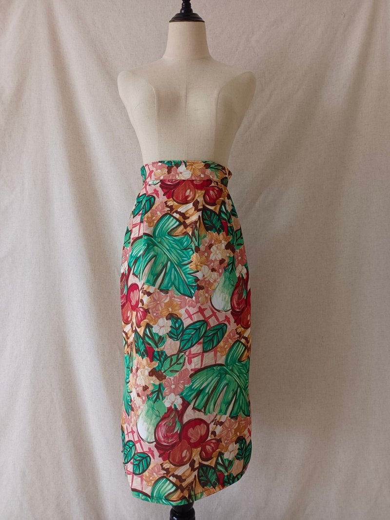 Designer collection 油画艺术印花高腰侧开衩窄裙 - 裙子 - 聚酯纤维 多色