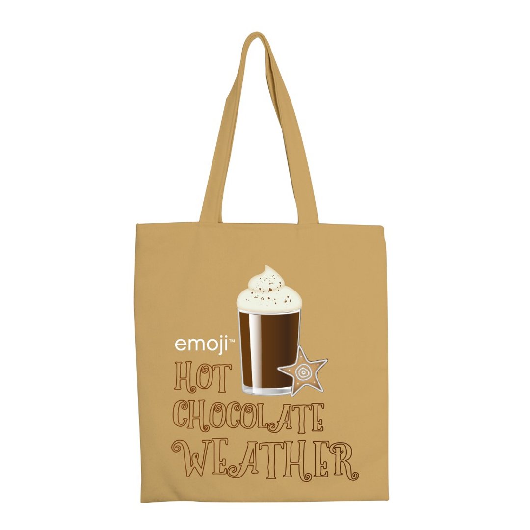 emoji表情符号授权-彩色手提购物包(卡其),EM07 - 手提包/手提袋 - 棉 咖啡色