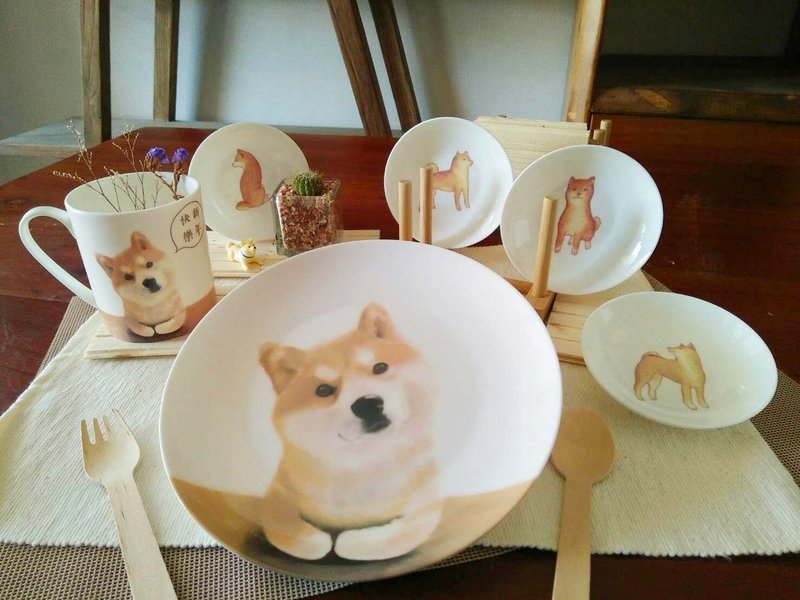 新年发柴汪汪来福袋-6入组 / 柴犬 / 新年 / 福袋 / 生日礼物  - 浅碟/小碟子 - 瓷 橘色