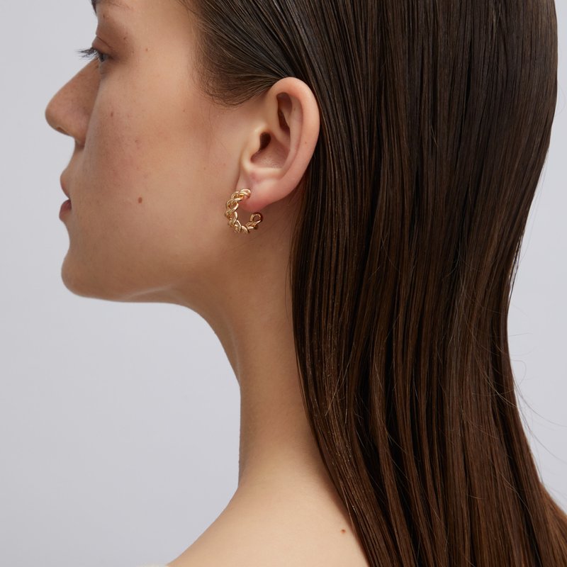 个性链结耳环 925银厚镀18K金 Cascade Earring - 耳环/耳夹 - 纯银 金色