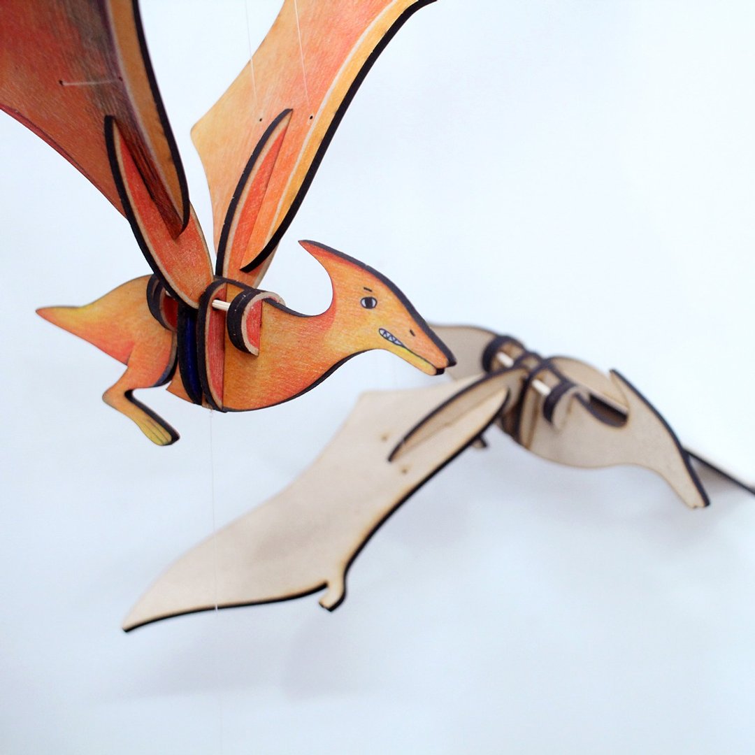 机关玩具 - 翼手龙pterodactyl - 玩具/玩偶 - 木头 咖啡色