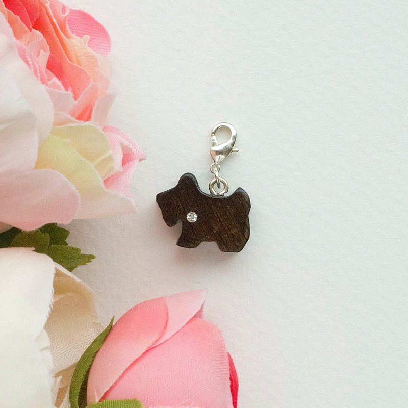 手工木制吊饰  犬 可爱雪纳瑞 吊饰  礼物订制 - 吊饰 - 木头 咖啡色