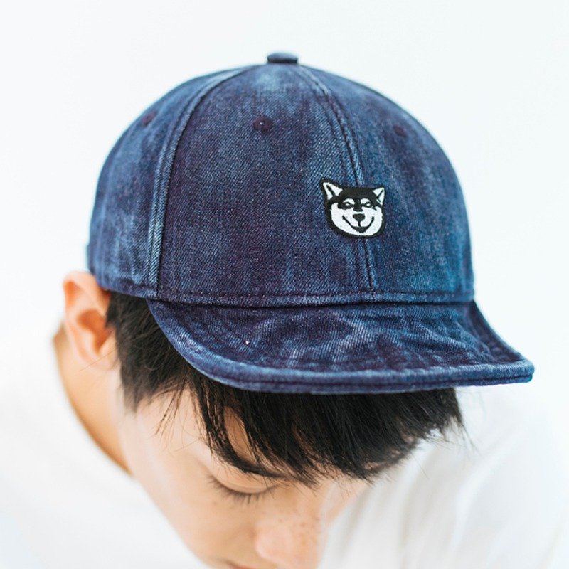 黑柴犬 丹宁中性帽子 - 帽子 - 棉．麻 蓝色