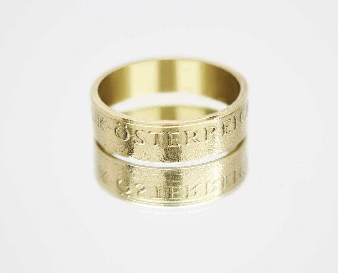 Austria Coin Ring 1 shilling 1996 coin rings for men coin rings for women - 戒指 - 其他金属 