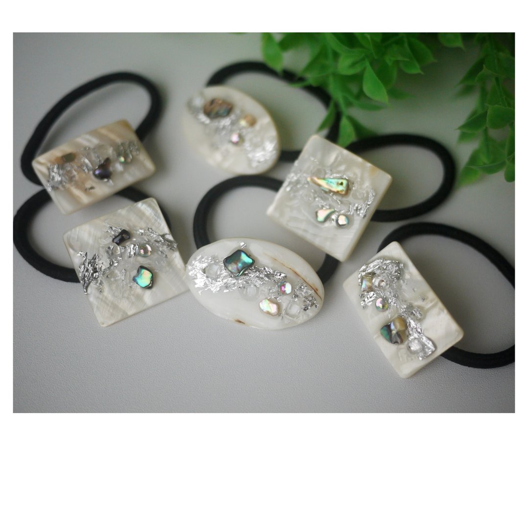 人鱼 - 发绳 | 天然贝壳细工发饰 | 发圈 | hair tie/elastic - 发饰 - 其他材质 银色