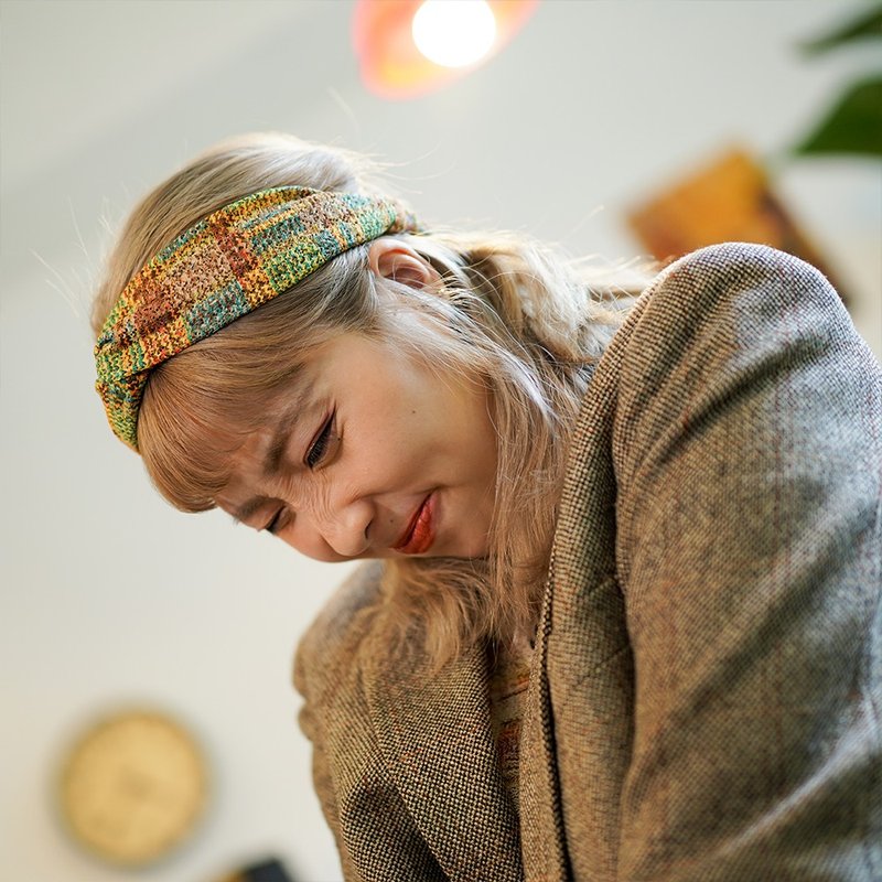 手工织布发带 / 盛夏派对 / 彩格织布 / 二色入 - 发带/发箍 - 棉．麻 多色