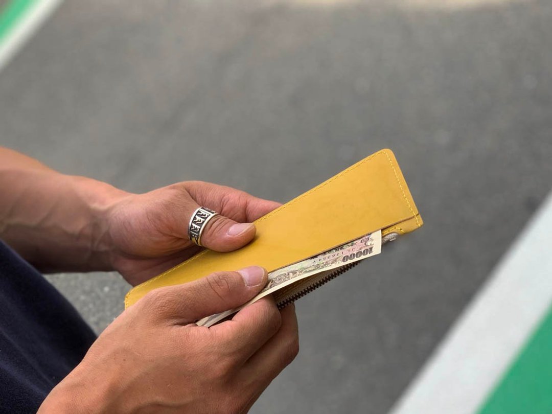 F-SLIM Refreshing lemon fortune UP Full slim wallet FSW-YYYY-Y - 皮夹/钱包 - 真皮 黄色