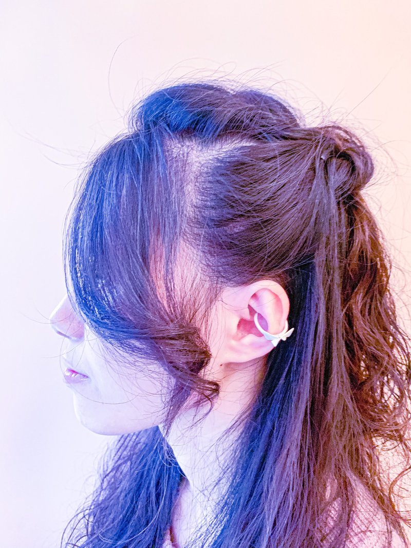 925纯银开放式设计银戒/耳扣 - 耳环/耳夹 - 纯银 银色