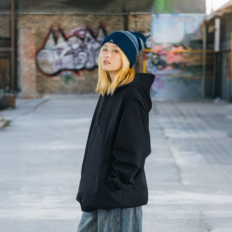 TopBasics 双口袋连帽卫衣 - 中性连帽卫衣/T 恤 - 棉．麻 黑色