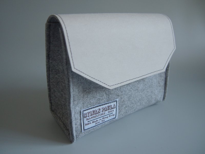 水洗牛皮纸不织布盒仔袋 - 侧背包/斜挎包 - 纸 灰色