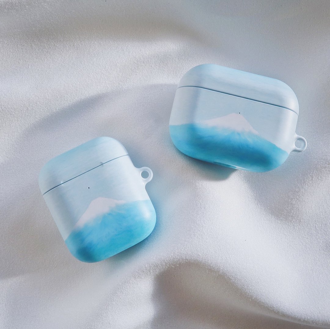晴空富士-AirPods1/2/3/Pro 韩国硬壳耳机保护套 耳机壳 - 耳机收纳 - 塑料 蓝色