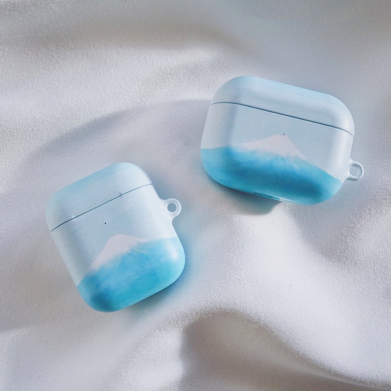 晴空富士-AirPods1/2/3/Pro 韩国硬壳耳机保护套 耳机壳 - 耳机收纳 - 塑料 蓝色