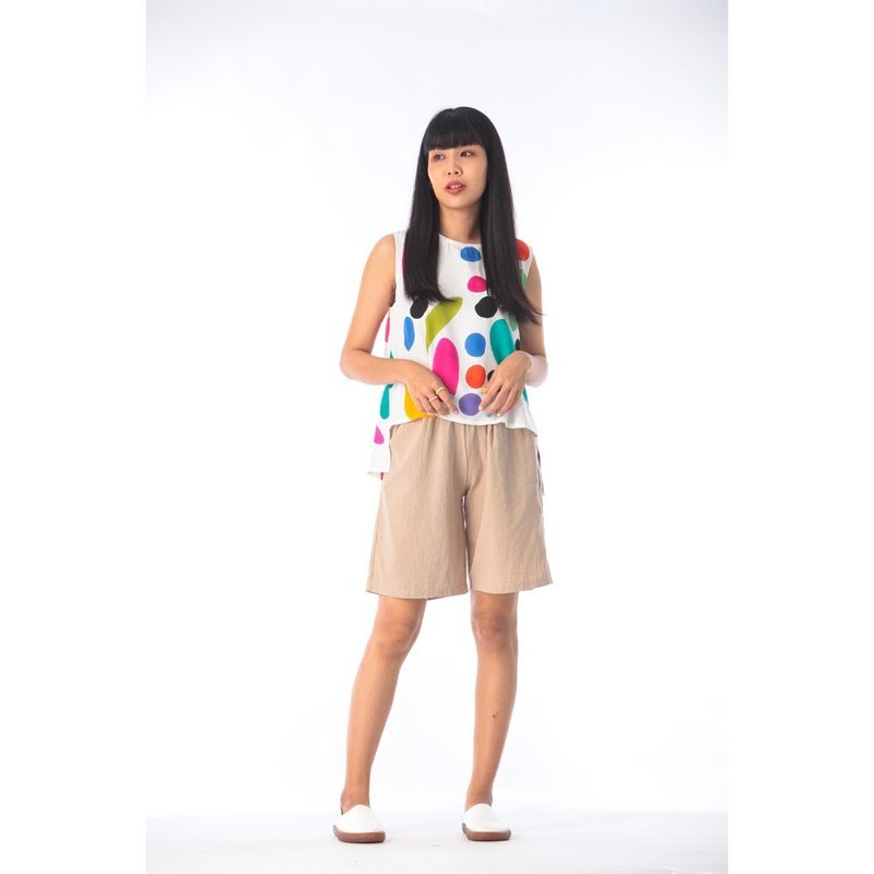 Tank top Cotton Rayon Blouse Hand Paint Free size - 女装上衣 - 棉 多色