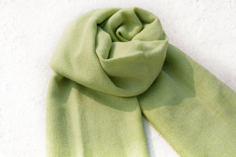 羊毛披巾/针织围巾/针织披巾/盖毯/纯羊毛围巾/羊毛披巾-抹茶奶绿 - 围巾/披肩 - 羊毛 绿色