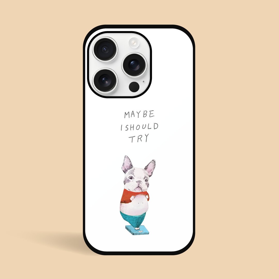 MAYBE I SHOULD TRY / 强化玻璃 iPhone 手机壳 - 手机壳/手机套 - 塑料 白色