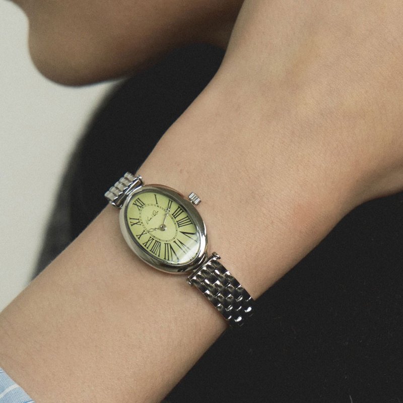 【Ven & Qu】Dome Beads 银鼠尾草腕表 – 21×31 mm 表壳 不锈 - 女表 - 不锈钢 绿色