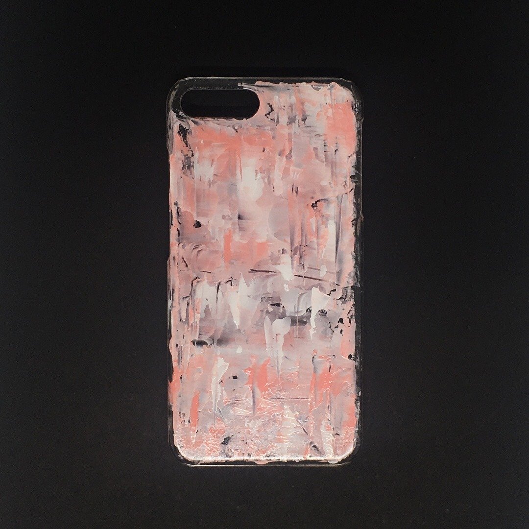Acrylic 手绘抽象艺术手机壳 | iPhone 7/8+ | Pink Release - 手机壳/手机套 - 压克力 粉红色