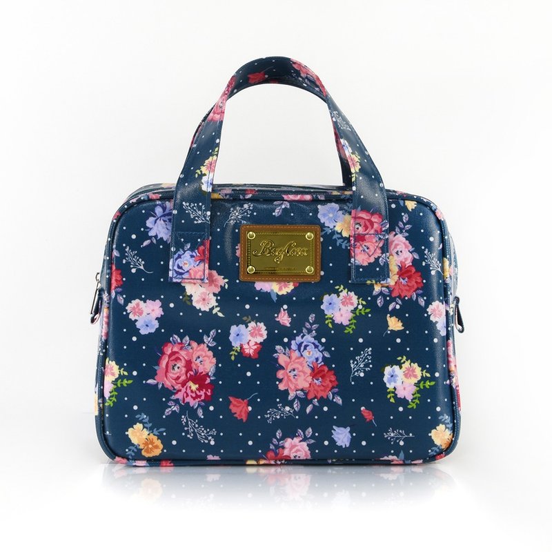 英格兰玫瑰防水拉链小方包-墨绿 - 手提包/手提袋 - 棉．麻 红色