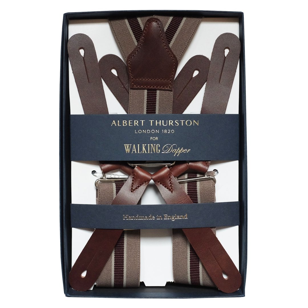 吊带 复古军事 Albert Thurston 啡色 英国制 braces suspenders - 皮带/腰带 - 真皮 咖啡色