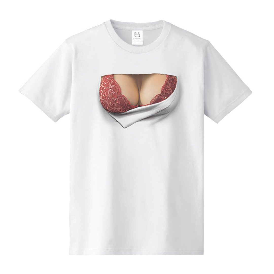 Mousou Mapping T-shirt/ Red bra/ M size - 男装上衣/T 恤 - 棉 红色