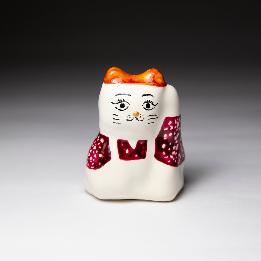 街头开运招财猫-花衣板娘 - 摆饰 - 陶 白色