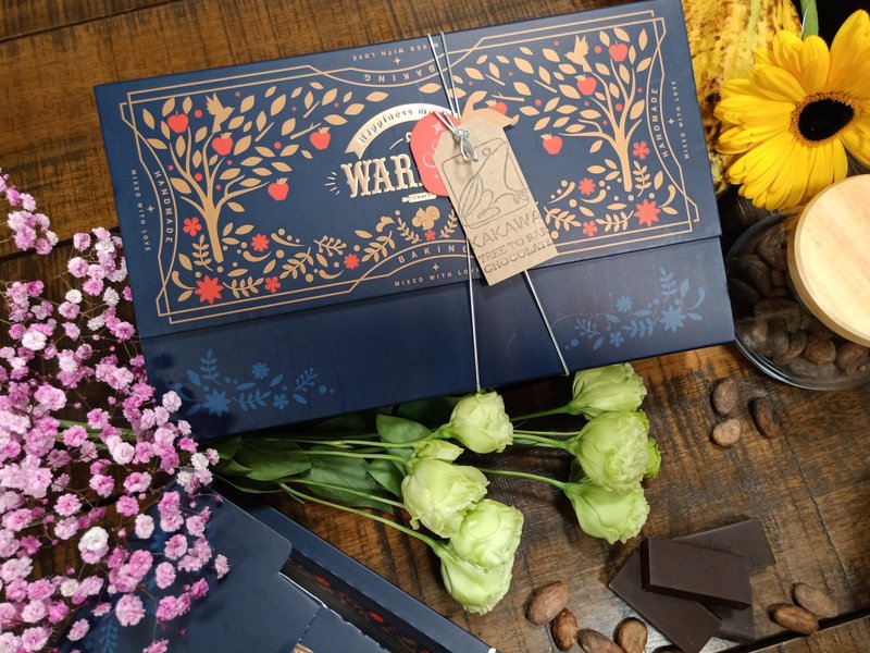 新年快闪台湾包邮  可可原豆礼组盒CACAO GIFT BOX 苹安蓝菽NT500 - 手工饼干 - 其他材质 金色