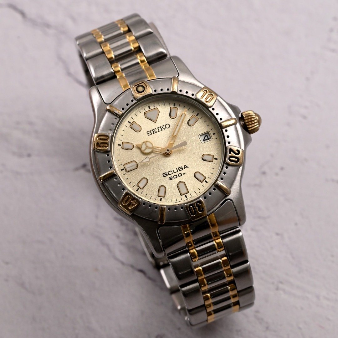 [SEIKO] 精工 SCUBA 潜水员石英手表金36 毫米 SBBC012 7N35-6010 男女通用 日本发货 - 女表 - 不锈钢 金色