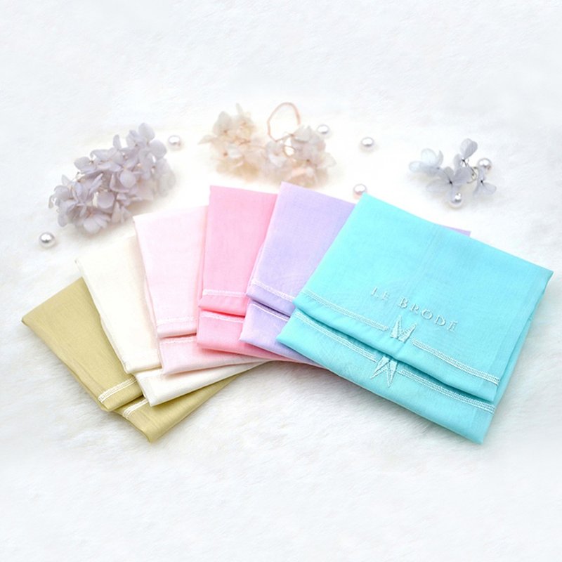 经典款优雅刺绣手帕 方巾 - 5入 - 手帕/方巾 - 棉．麻 多色