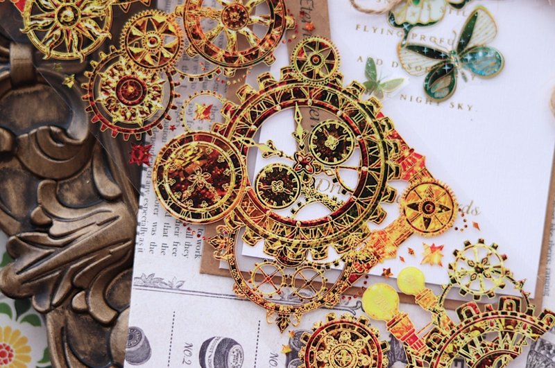 蒸汽时代 PET 纸胶带 立体 镭射金 特殊工艺 5米卷 - 纸胶带 - 其他材质 红色