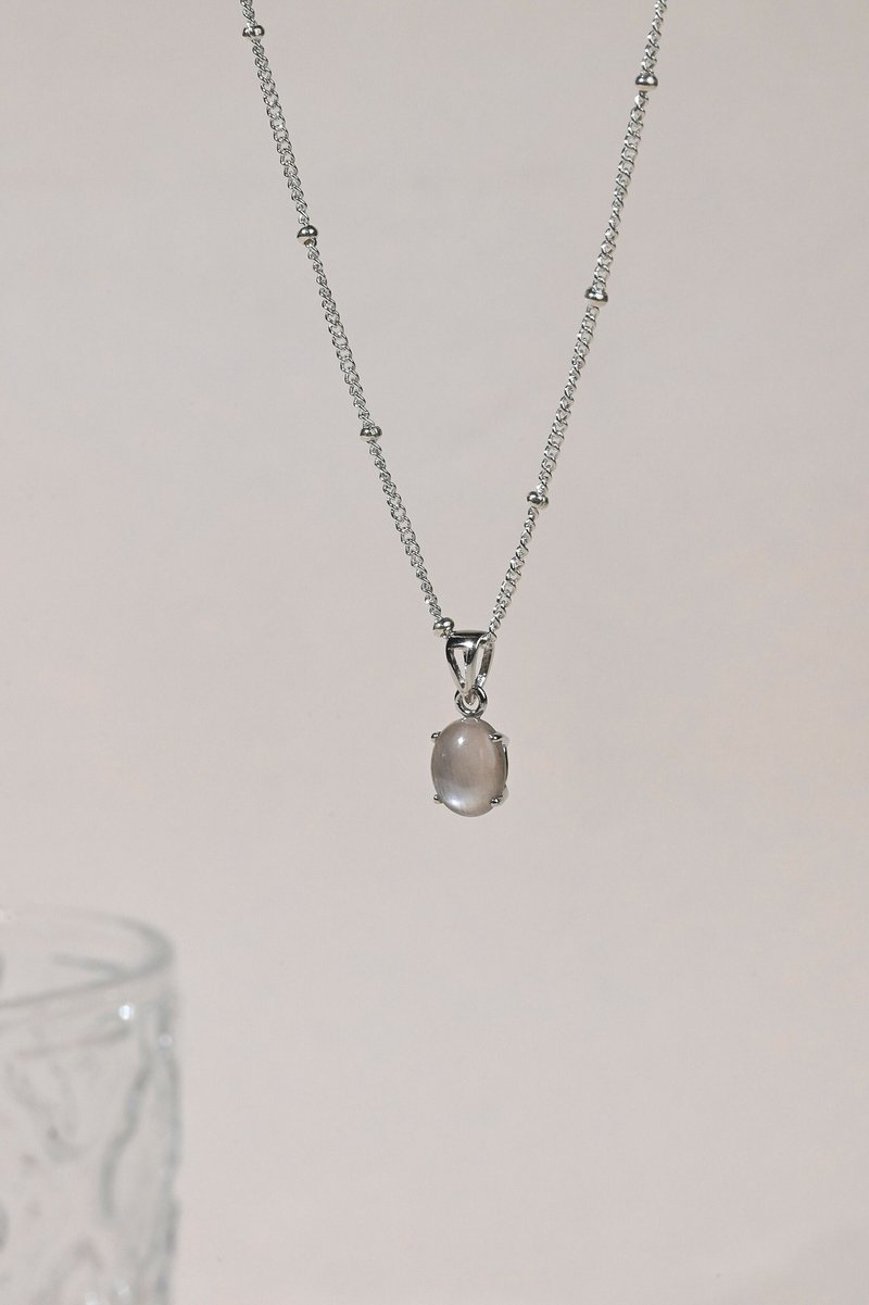 纯银项链 / 灰月光石 / JIEGEM 姊的珠宝 - 项链 - 半宝石 银色