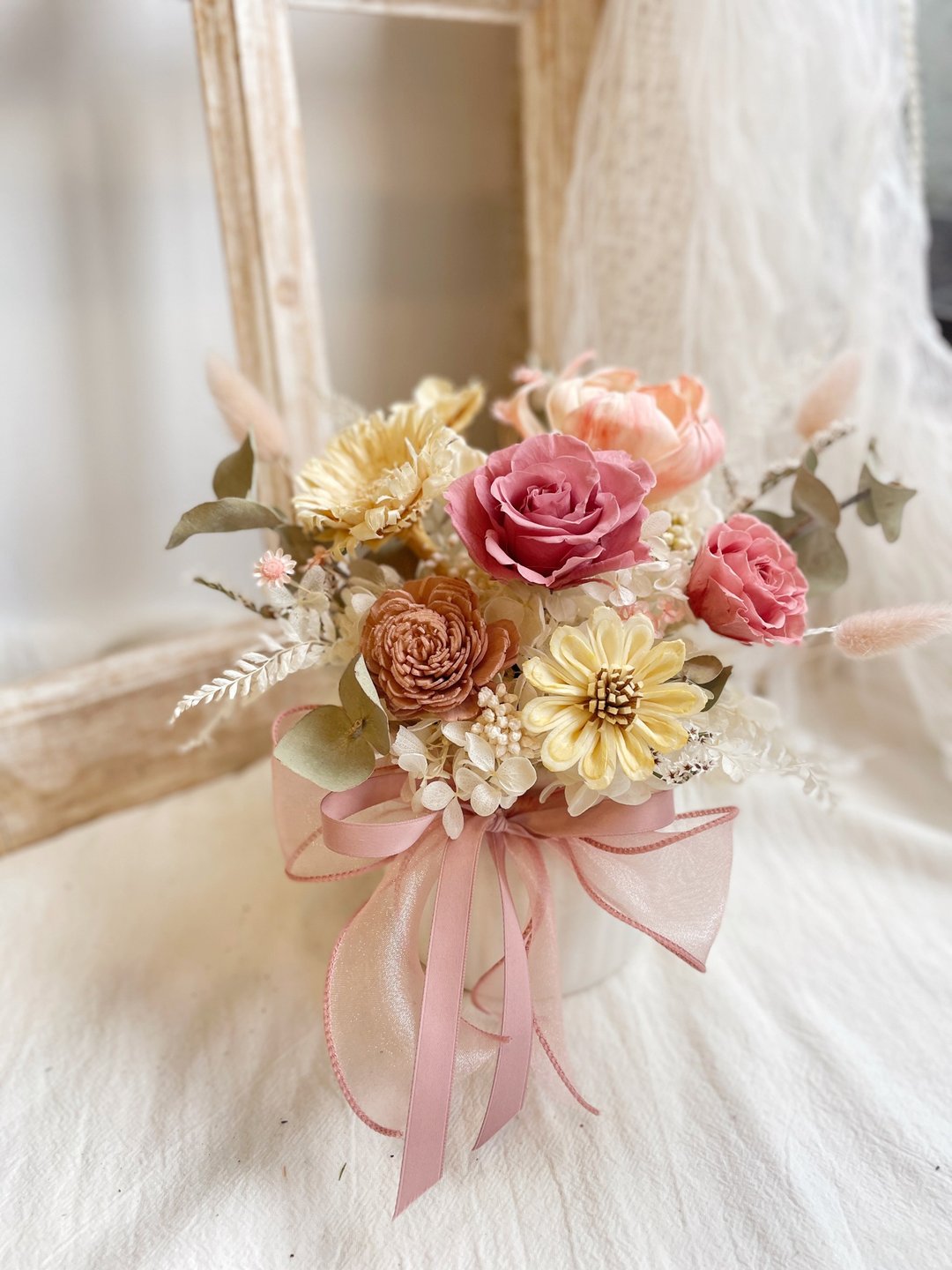 永生花扩香桌花 开幕礼 入厝礼 新居礼 新年贺礼 - 干燥花/捧花 - 植物．花 粉红色