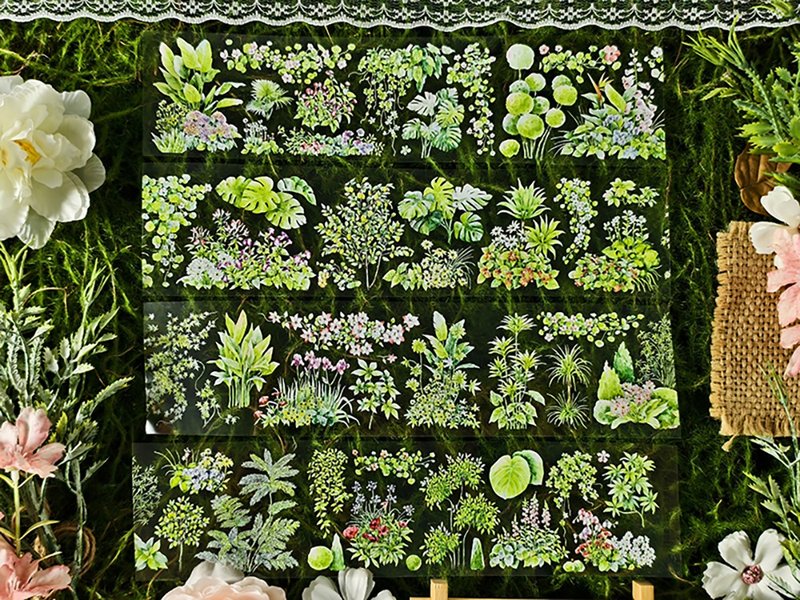 庭院绿植 OKMT新七天流麻咕卡贴纸PET手帐胶带 - 纸胶带 - 塑料 绿色