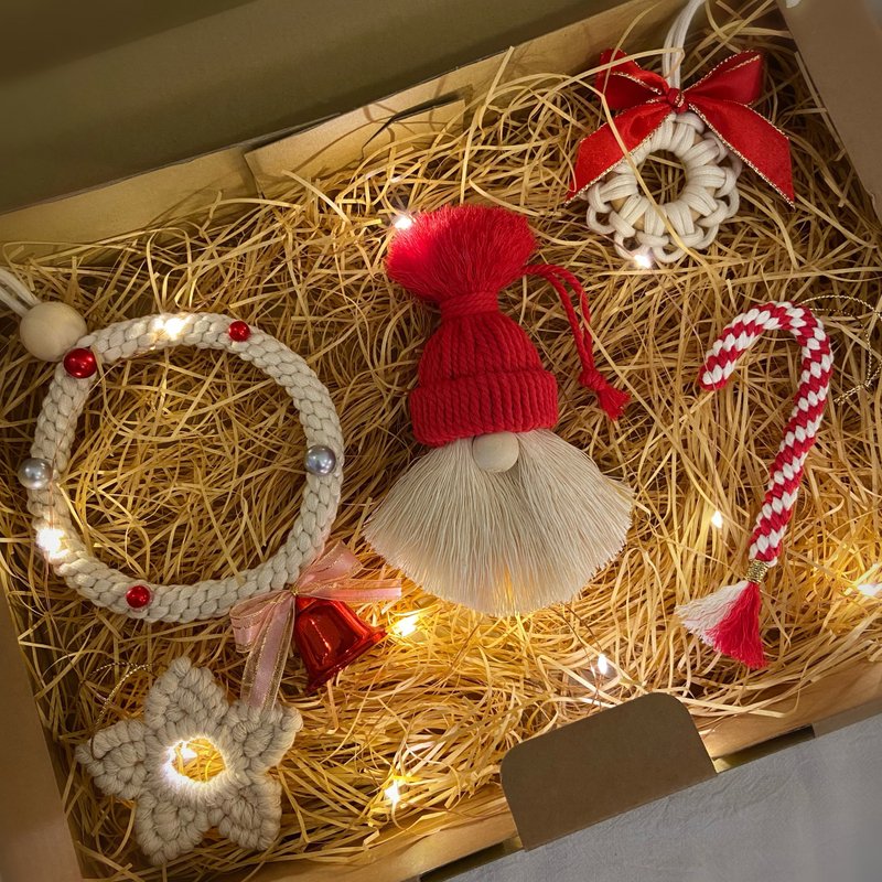 macram手工编织五件组圣诞礼盒/圣诞礼物首选 - 墙贴/壁贴 - 棉．麻 