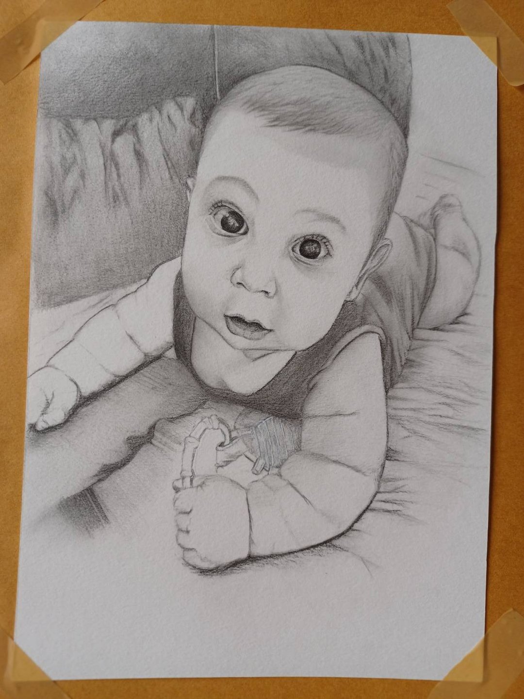 Custom Baby Portrait From Photo, Personalized Pencil Child Commission Drawing. - 墙贴/壁贴 - 纸 