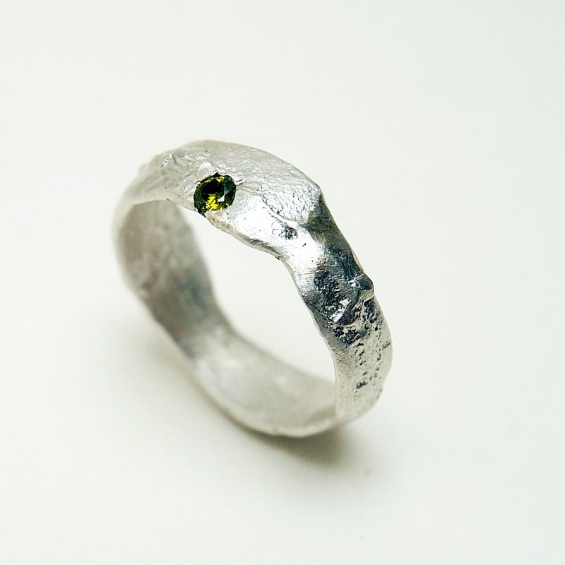 【Coal系列】#a255 宝石白岩戒指(10号)/ 925银/ 手工礼物/ 定制 - 戒指 - 银 银色