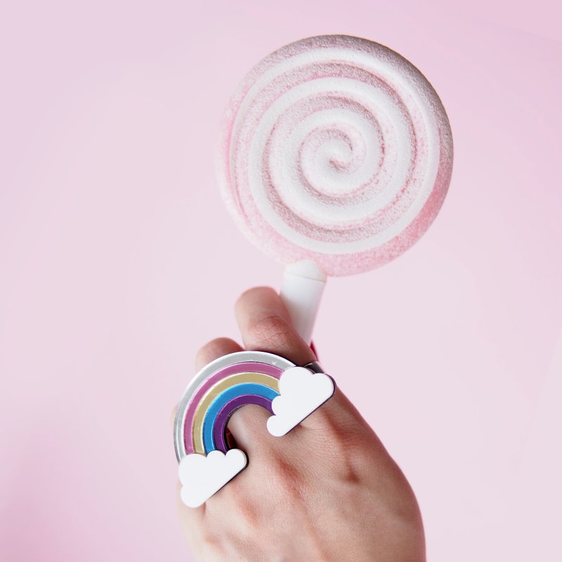 彩虹戒指 - 戒指 - 压克力 多色