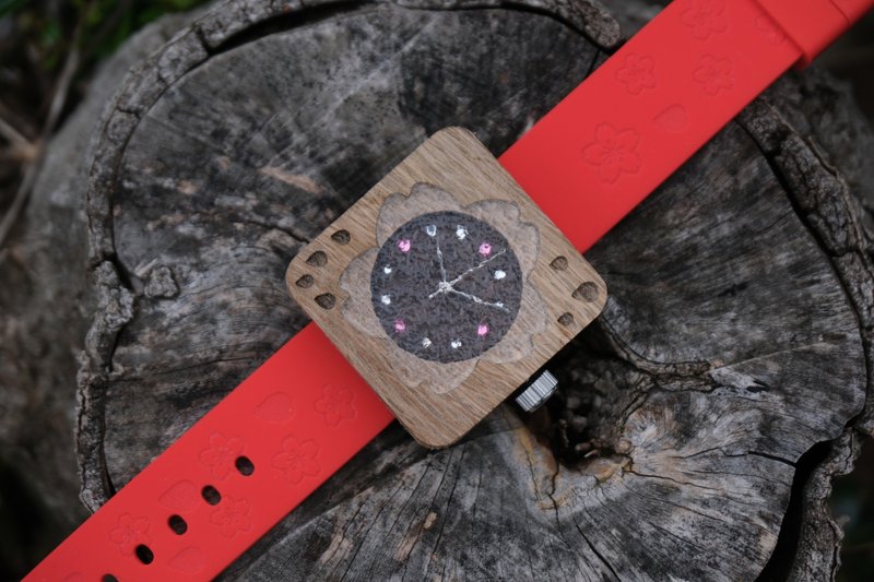 橡木腕表 花之露珠 - 女表 - 木头 咖啡色