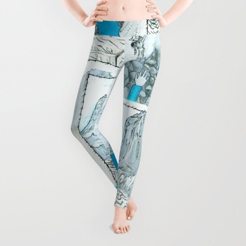 :▏ :▏ :▏:▏ Travel Light ╳ Liuyingchieh :▏ :▏ :▏ :▏ { Torres del Paine } 吸湿排汗弹性机能裤 ⚡ 运动紧身裤 ⚡ 窄脚瑜珈裤 ⚡ 满版内搭裤 - 女装长裤 - 聚酯纤维 白色