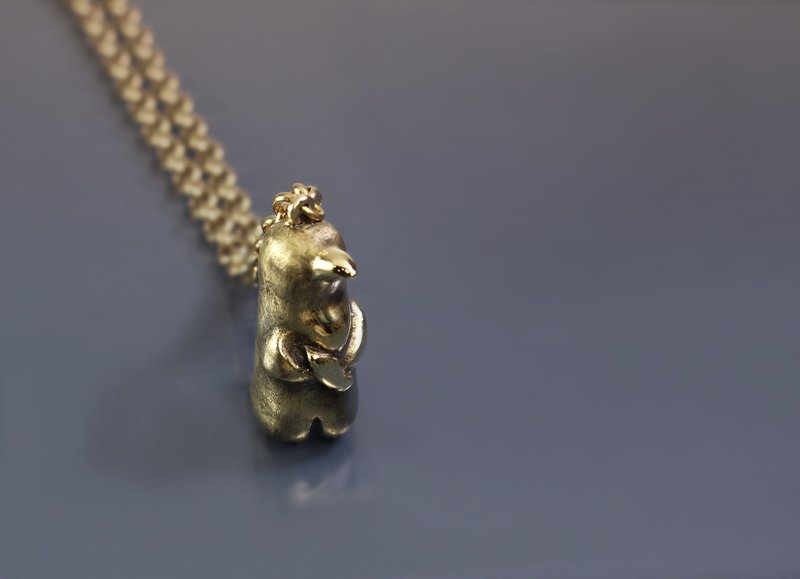 公仔麻吉系列-企鹅与鱼 纸镇 公仔项链 - 玩偶/公仔 - 铜/黄铜 红色