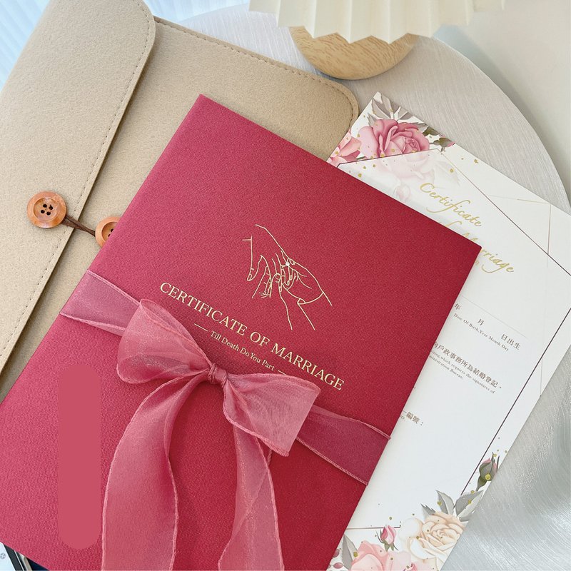 烫金结婚书约套组│户政事务所可用│格纹胭脂红│结婚书约 - 婚礼誓言书 - 纸 