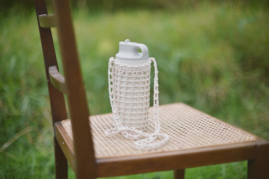 Cotton Crochet Flask Handle : กระเป๋ากระบอกนํ้า - 其他 - 棉 白色