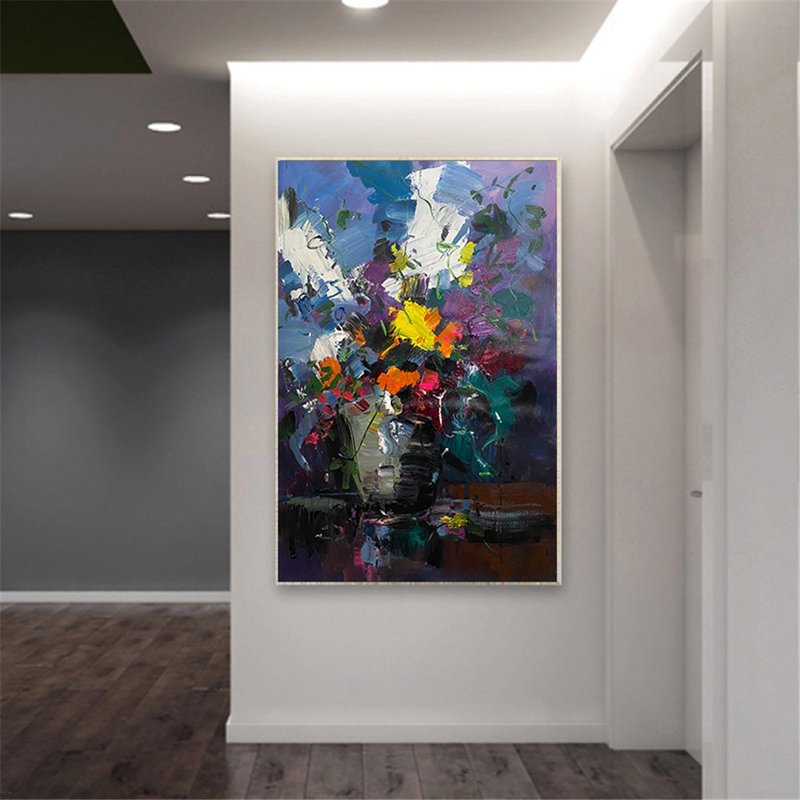 瓶花 手绘油画/抽象/原创商品/装饰画/挂画/客厅/走廊/沙发背景画 - 海报/装饰画/版画 - 亚麻 多色