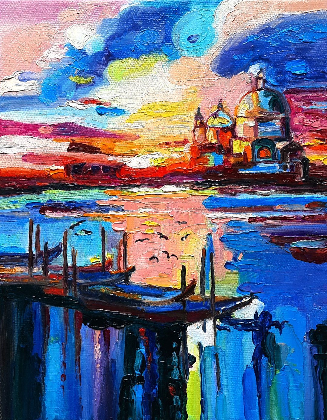 Sailboat  Painting  Original Art  Oil Painting  Wall Decor Oil On Canvas - 墙贴/壁贴 - 其他材质 蓝色