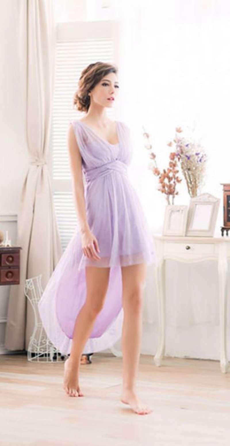 东京衣服  跳耀精灵 前短后长飘逸网纱洋装小礼服 - 晚装/礼服 - 棉．麻 紫色