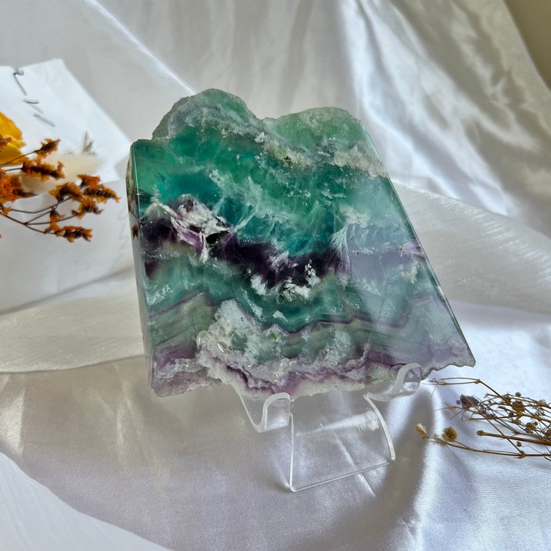 山形千层羽毛萤石片 彩虹光 七彩 砂糖 - 摆饰 - 半宝石 多色