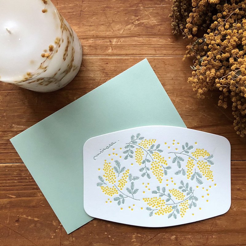 MIMOSA CARD / letterpress printing - 卡片/明信片 - 纸 黄色