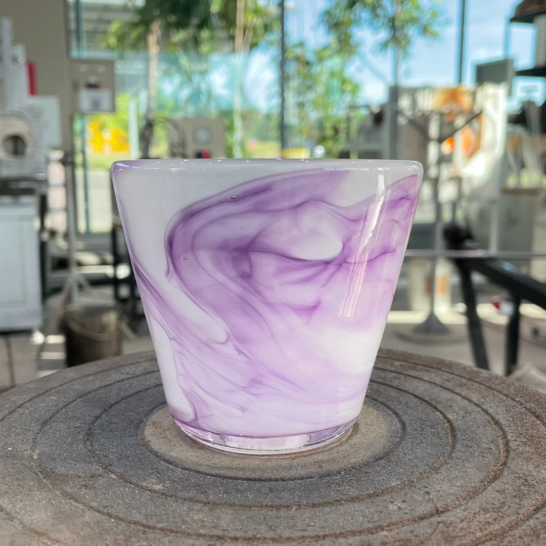 紫色旋风 手作玻璃杯 纯手工吹制 - 花瓶/陶器 - 玻璃 紫色