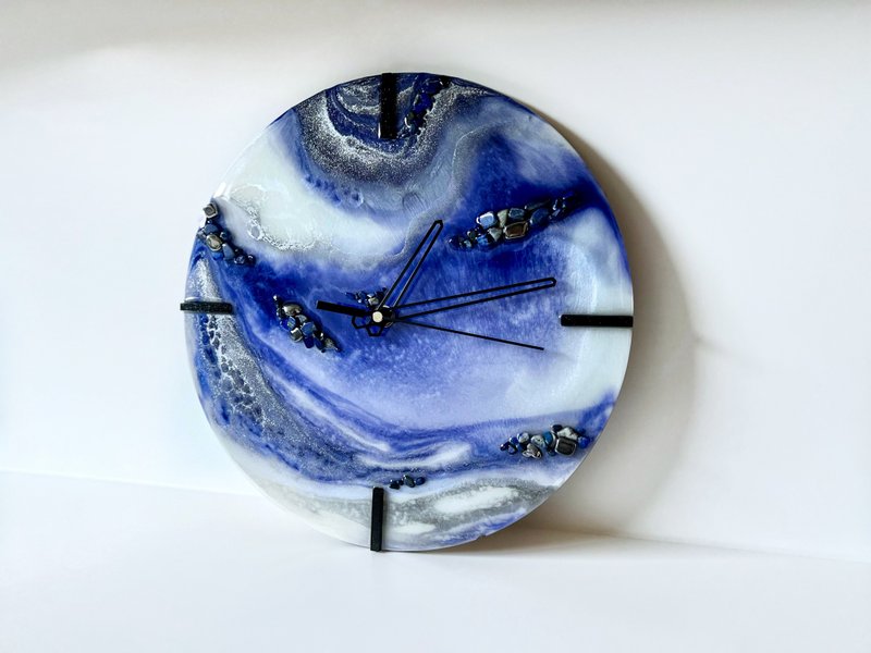 Purple marble clock Wall 30cm 時鐘 樹脂畫 大理石 - 时钟/闹钟 - 树脂 紫色