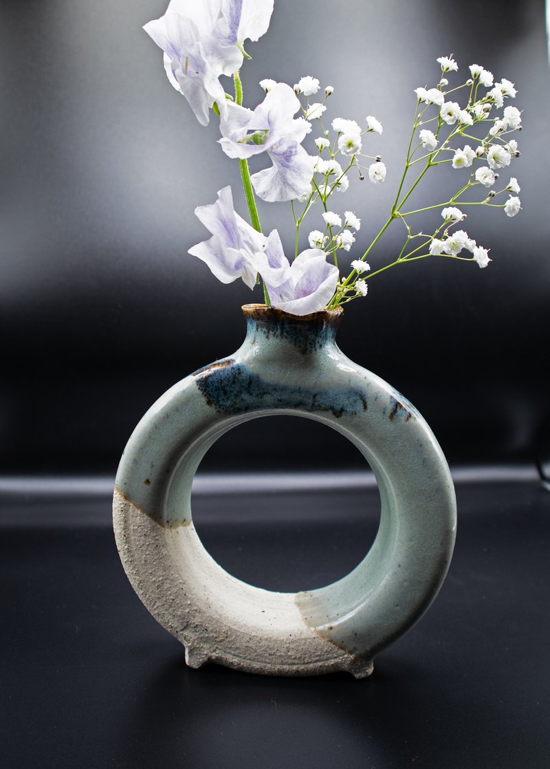 淡雪窑变 26 洞口花器 26sk01 华风情 - 花瓶/陶器 - 陶 白色