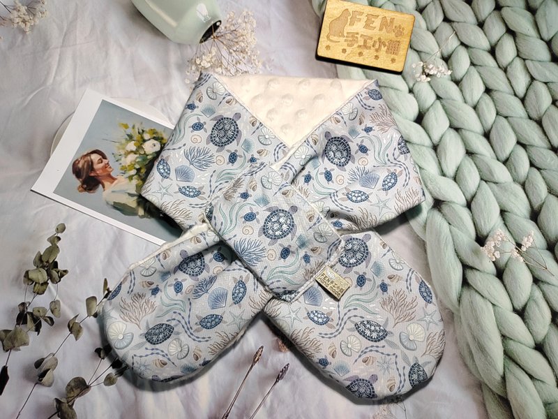 美国限量布烫银迷雾灰海洋海龟围脖-不分年龄围脖-围巾-脖围-短围 - 围巾/披肩 - 棉．麻 